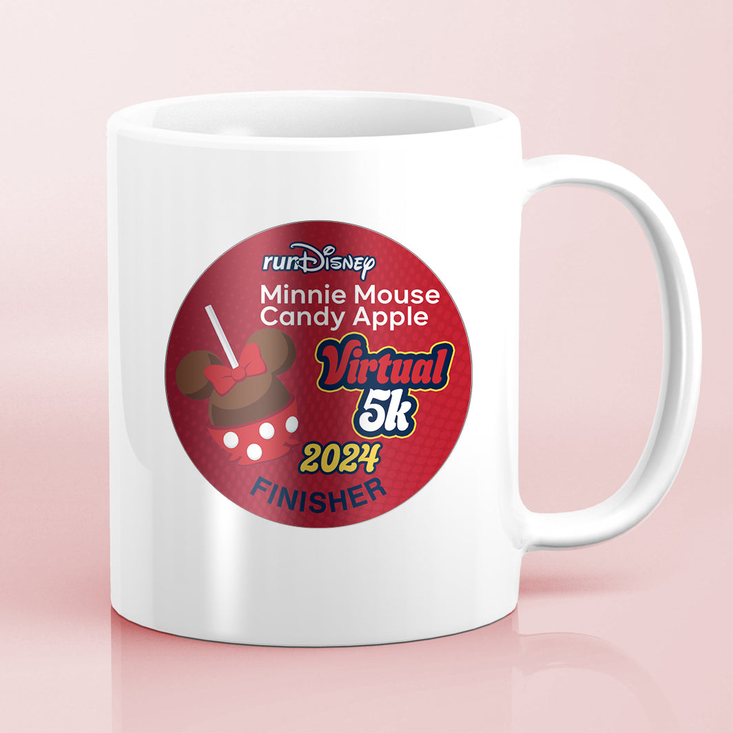 RunDisney Summer Virtual Series 2024 Minnie Mouse Candy Apple 5K 3.1 Miles FINISHER Water Bottle Mug Sticker