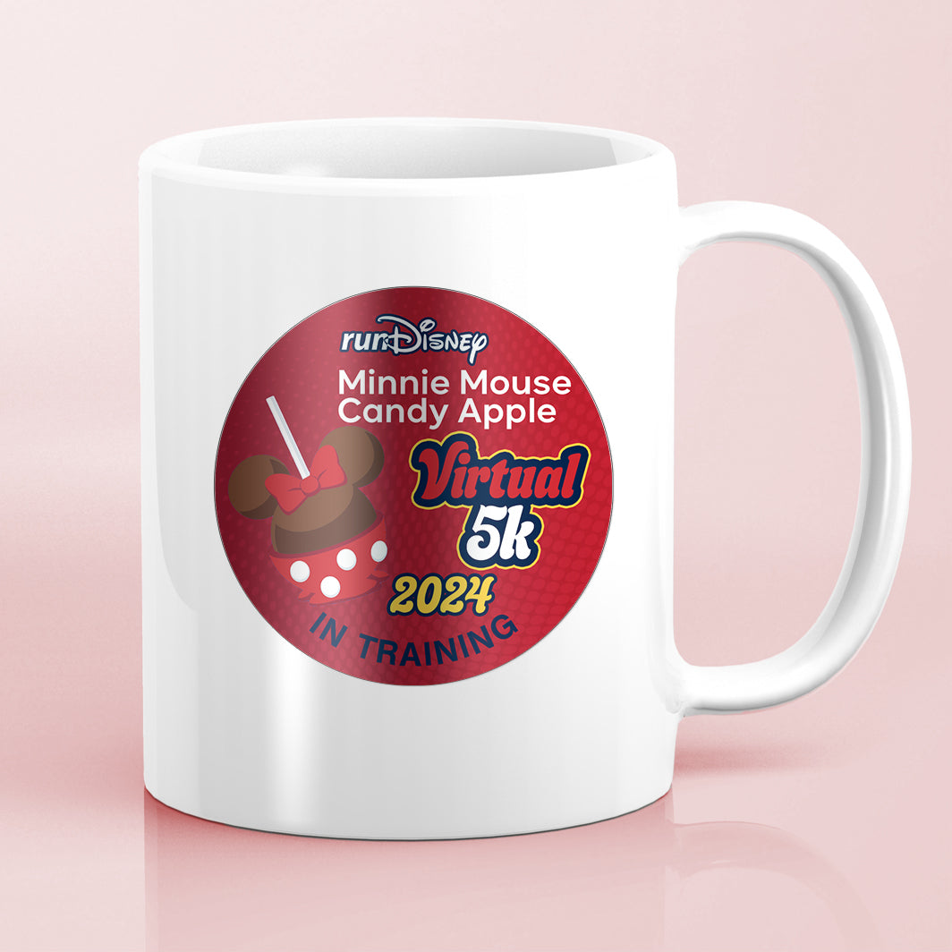 RunDisney Summer Virtual Series 2024 Minnie Mouse Candy Apple 5K 3.1 Miles IN TRAINING Water Bottle Mug Sticker