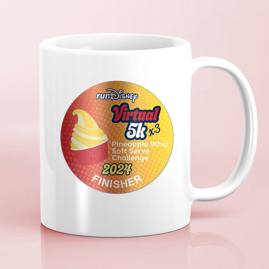 RunDisney Summer Virtual Series 2024 Pineapple Whip Soft Serve Challenge 5K x3 3.1 Miles FINISHER Water Bottle Mug Sticker