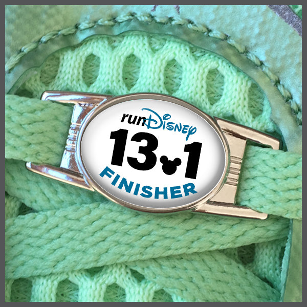 RunDisney Race Distance 13.1 with Mouse Head Decimal Finisher BLUE or PINK Shoe Charm or Zipper Pull