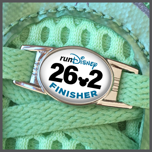 RunDisney Race Distance 26.2 with Mouse Head Decimal Finisher BLUE or PINK Shoe Charm or Zipper Pull
