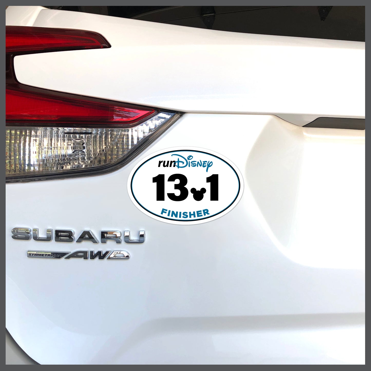 RunDisney Race Distance FINISHER with Mouse Head Decimal in BLUE Decal or Car Magnet