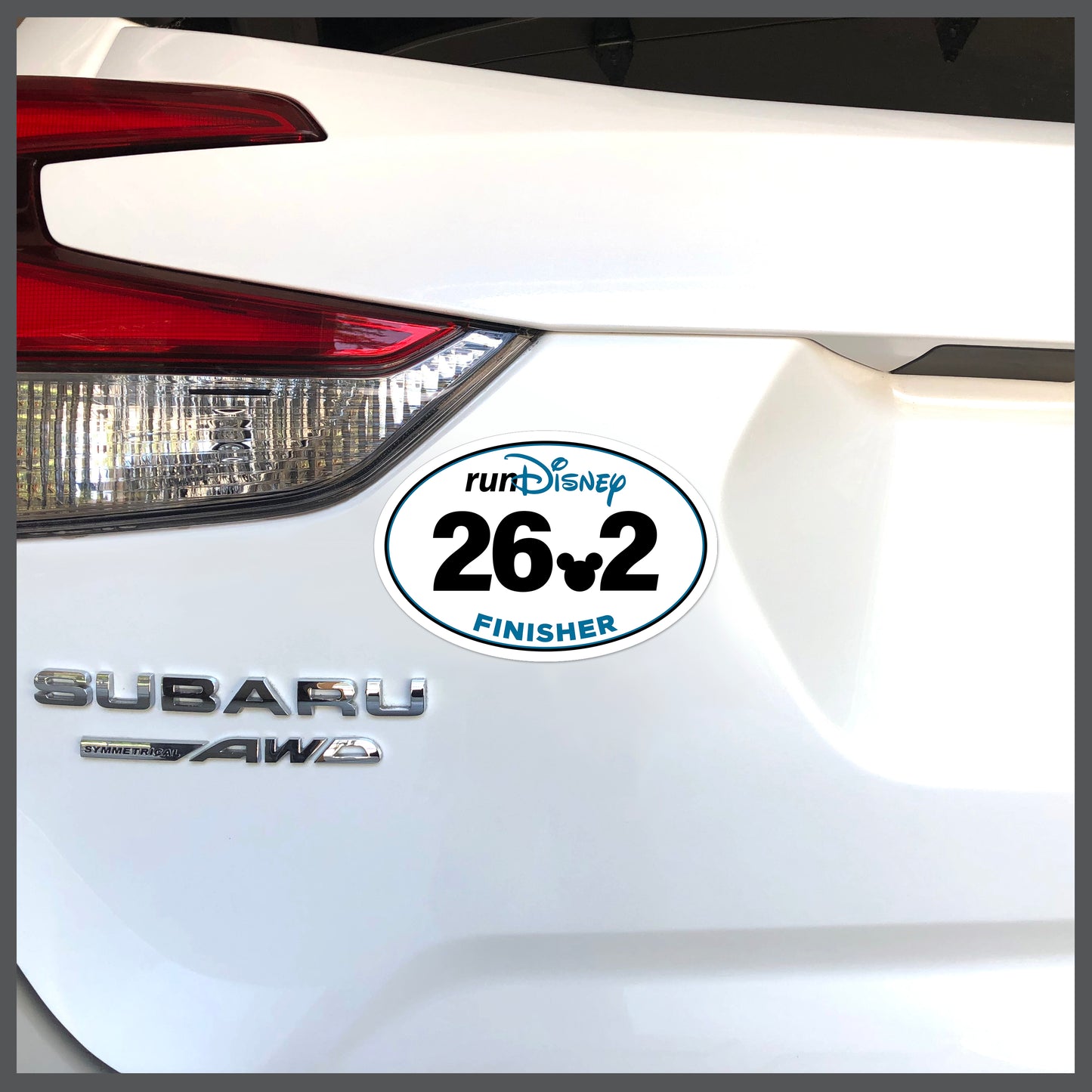 RunDisney Race Distance FINISHER with Mouse Head Decimal in BLUE Decal or Car Magnet