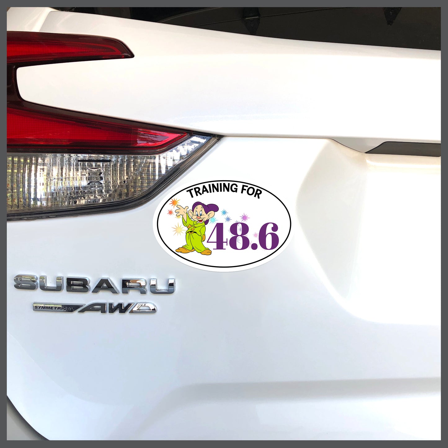 RunDisney Dopey Character with Stardust and Distance 48.6 TRAINING FOR Decal or Car Magnet