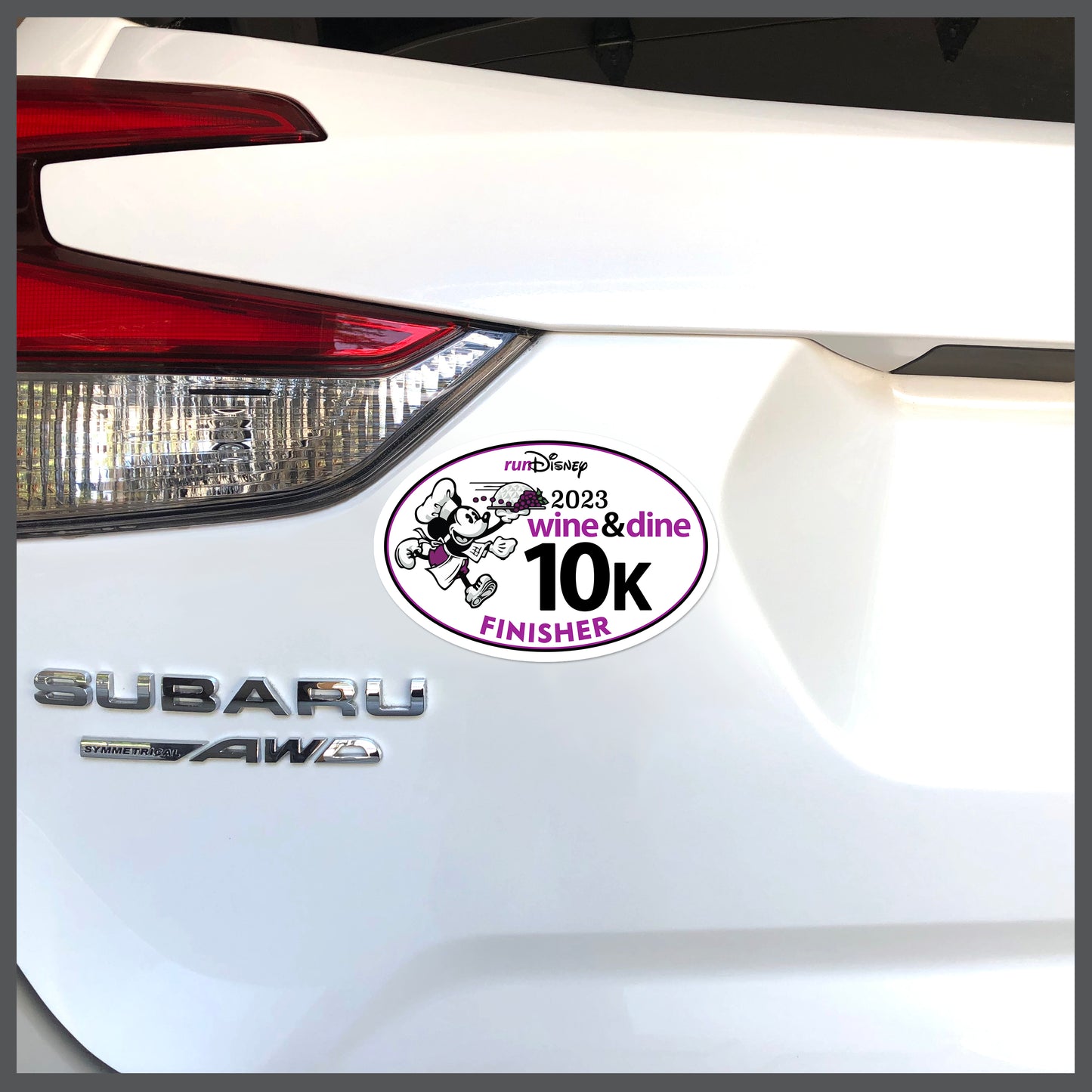 RunDisney Wine & Dine Weekend Mickey with Platter 10K 6.2 Miles FINISHER Decal or Car Magnet with Custom Year Option