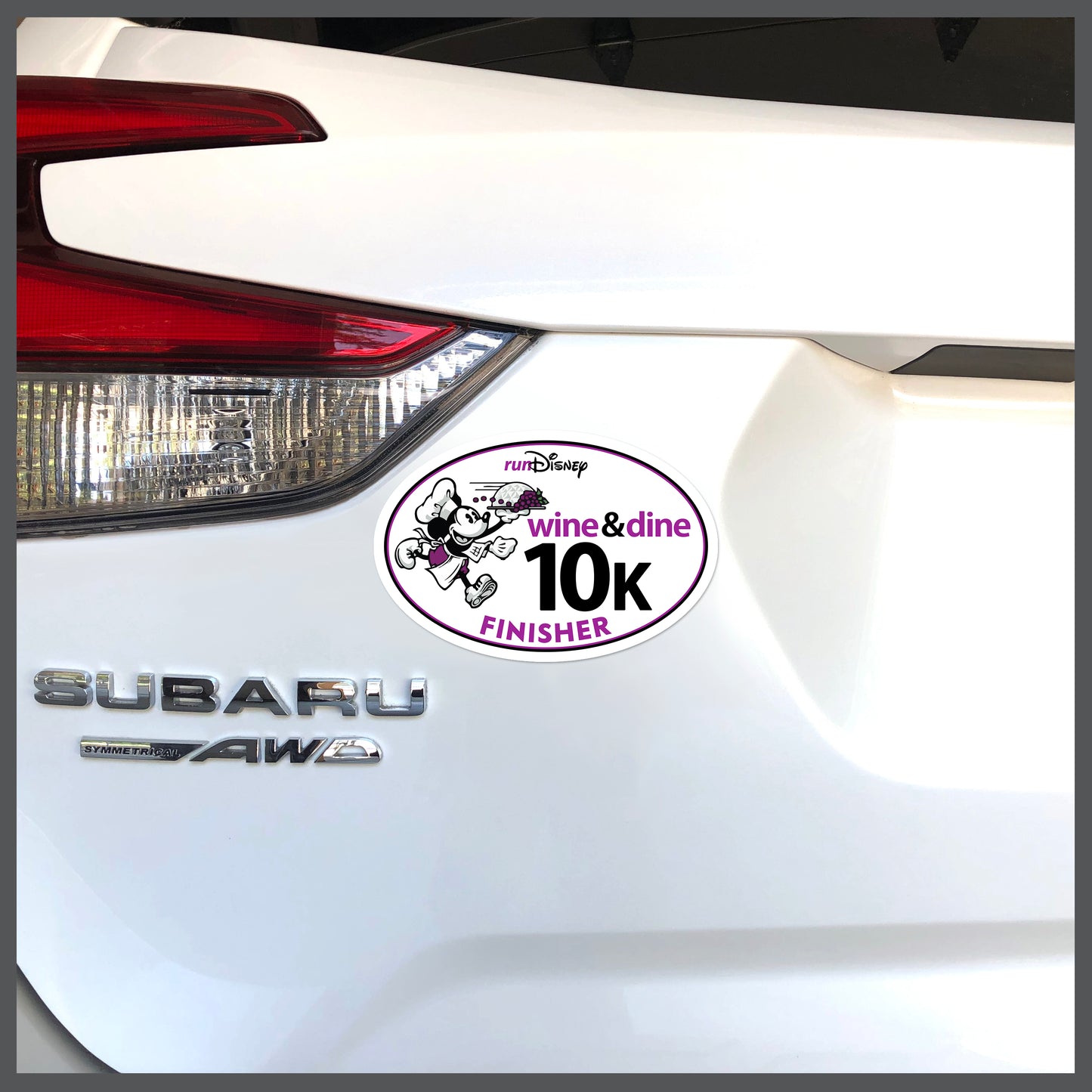 RunDisney Wine & Dine Weekend Mickey with Platter 10K 6.2 Miles FINISHER Decal or Car Magnet