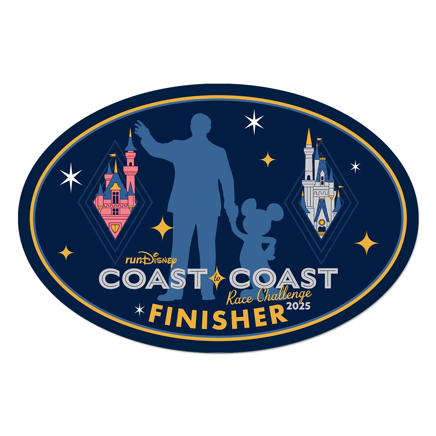 RunDisney and Disneyland Half Marathon Coast to Coast 2025 FINISHER or NO WORDS Decal or Car Magnet
