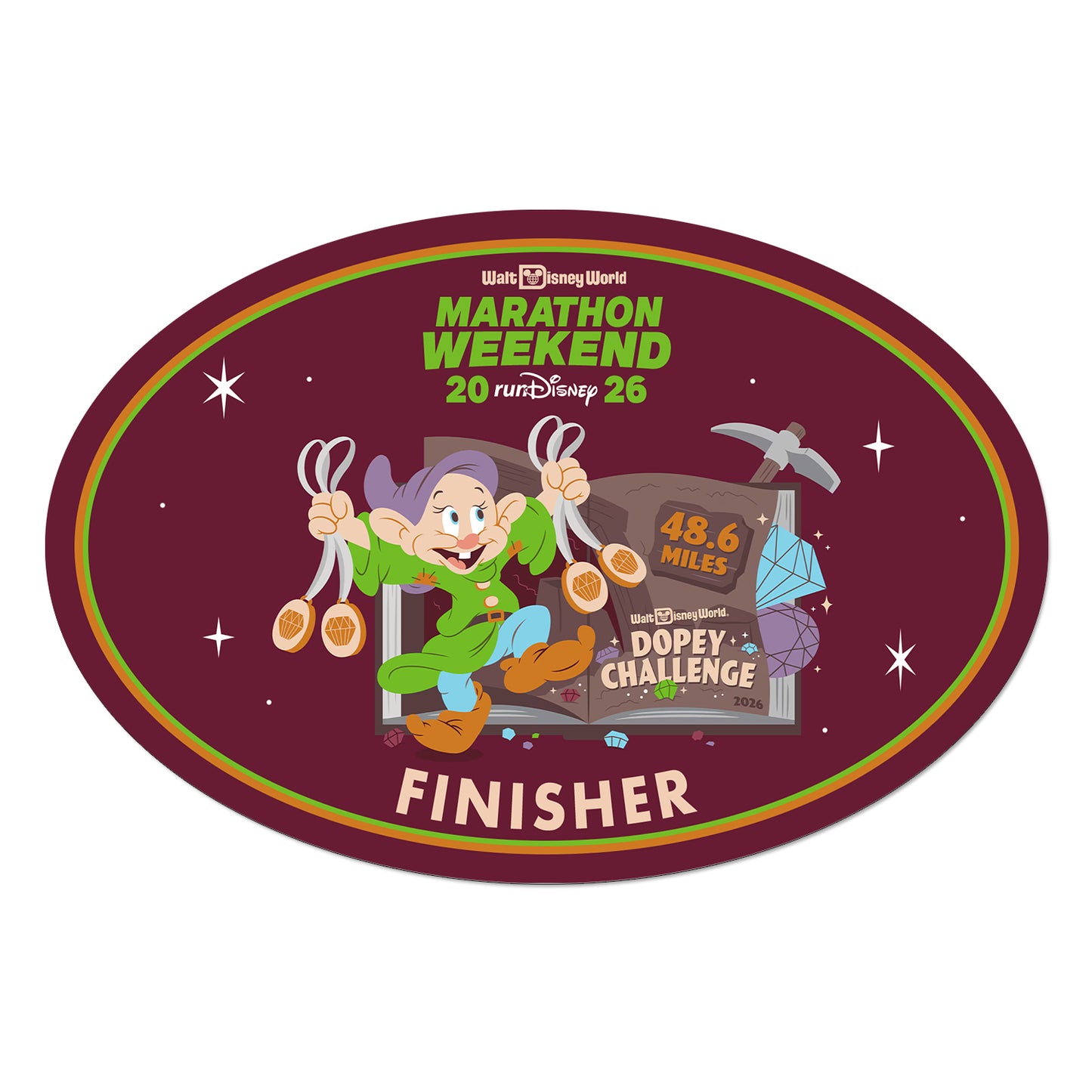 RunDisney Marathon Weekend 2026 Dopey Challenge 48.6 Miles FINISHER Decal or Car Magnet