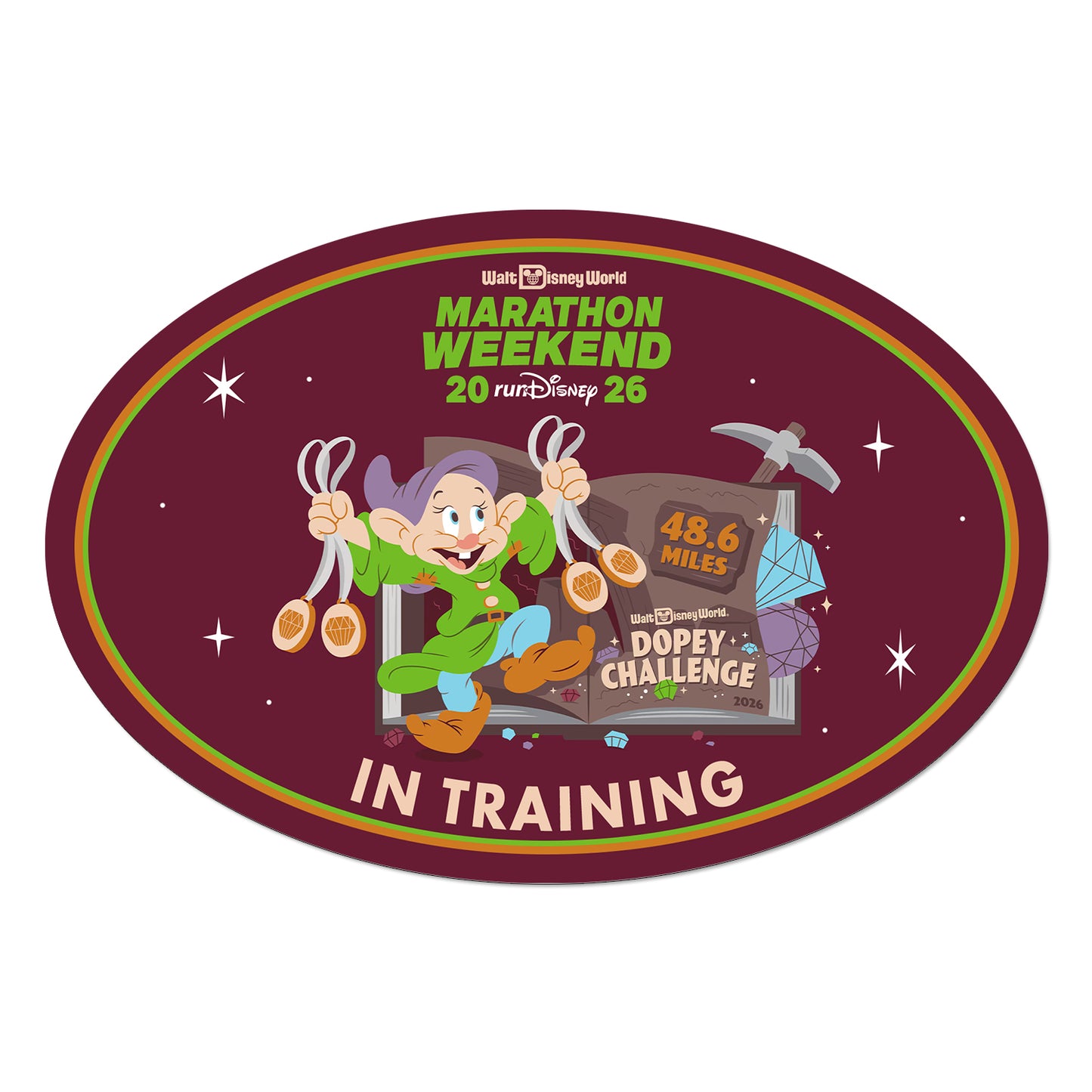 RunDisney Marathon Weekend 2026 Dopey Challenge 48.6 Miles IN TRAINING Decal or Car Magnet