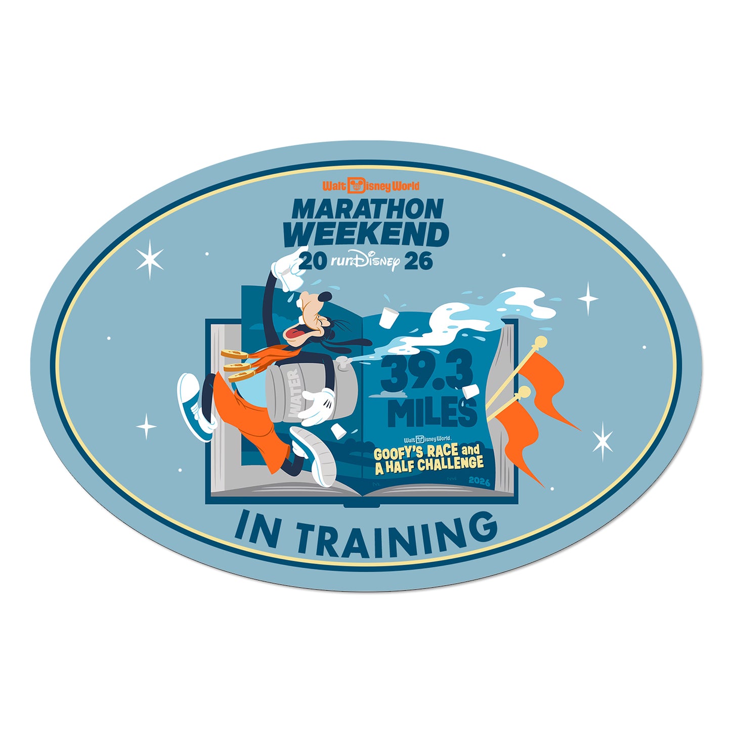 RunDisney Marathon Weekend 2026 Goofy Challenge 39.3 Miles IN TRAINING Decal or Car Magnet