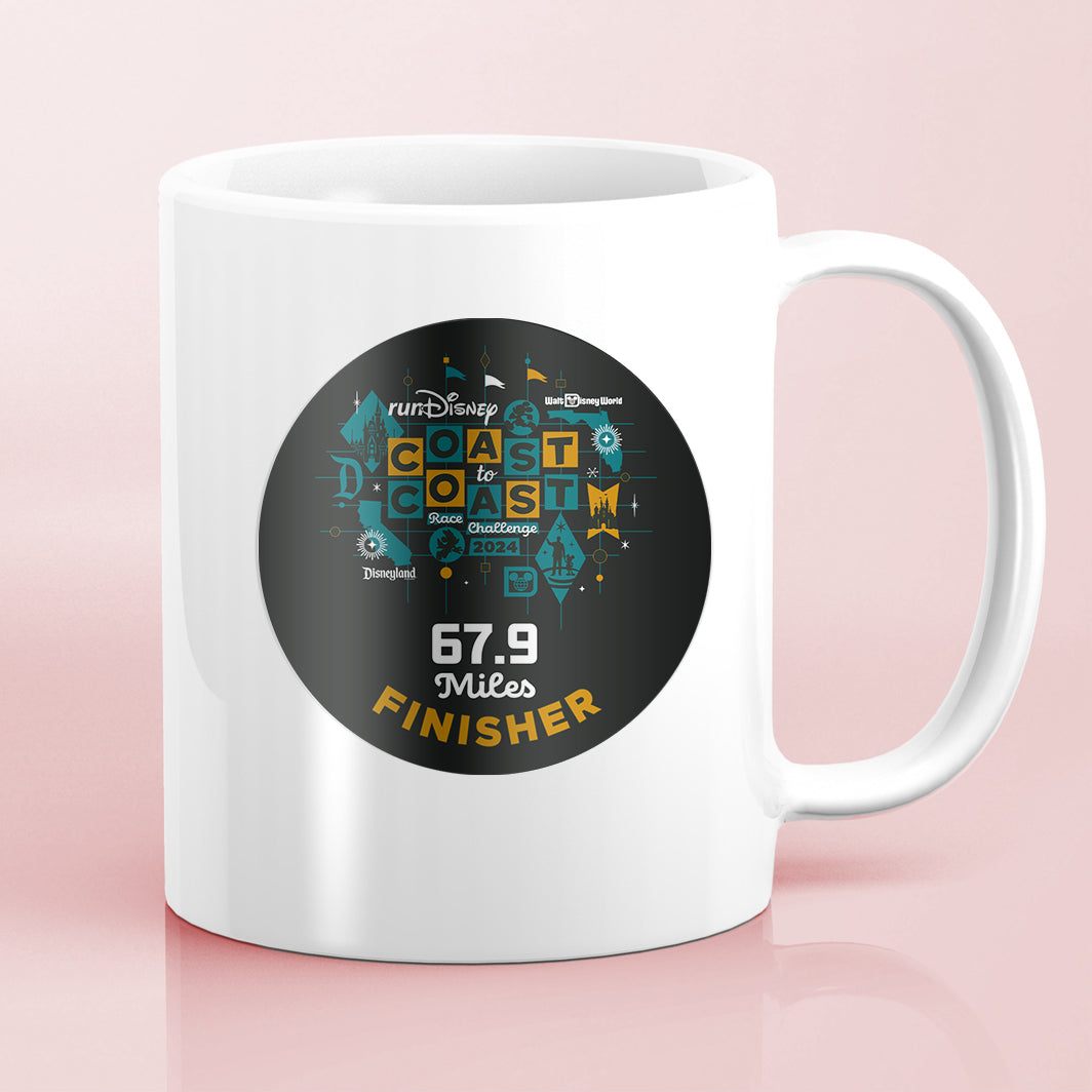 RunDisney and Disneyland Coast To Coast 2024 67.9 Miles FINISHER Water Bottle Mug Sticker