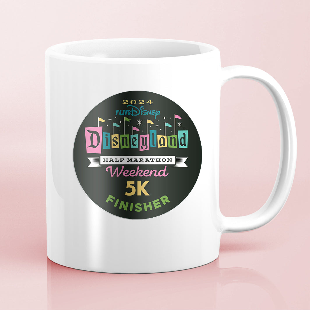 Disneyland Half Marathon Weekend 2024 5K 3.1 Miles FINISHER Water Bottle Mug Sticker