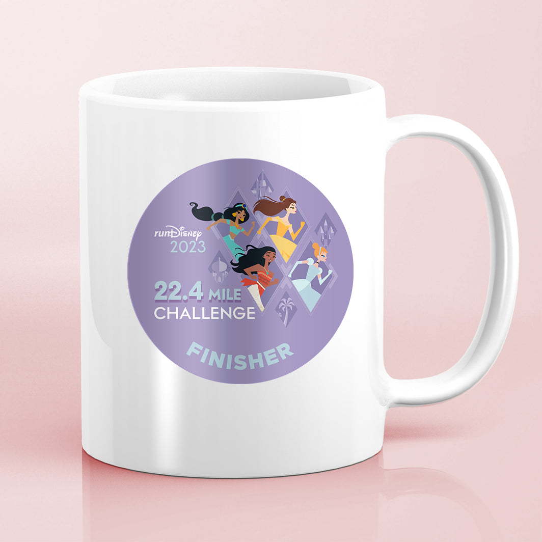 RunDisney Princess Half Marathon Weekend 2023 Princess All Races Challenge 22.4 Miles FINISHER Water Bottle Mug Sticker