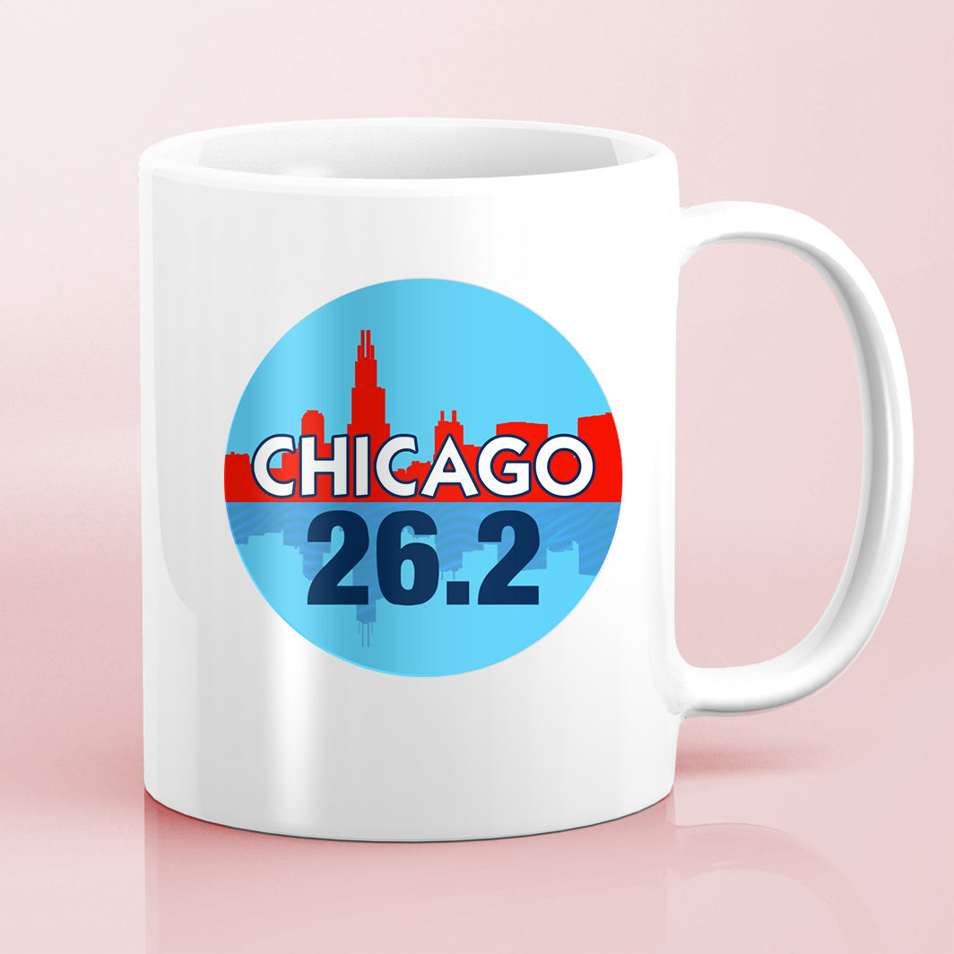 Chicago Skyline 26.2 Marathon Water Bottle Mug Sticker