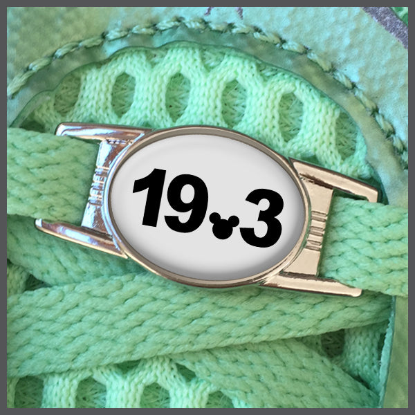 RunDisney Race Distance 19.3 with Mouse Head Decimal Shoe Charm or Zipper Pull