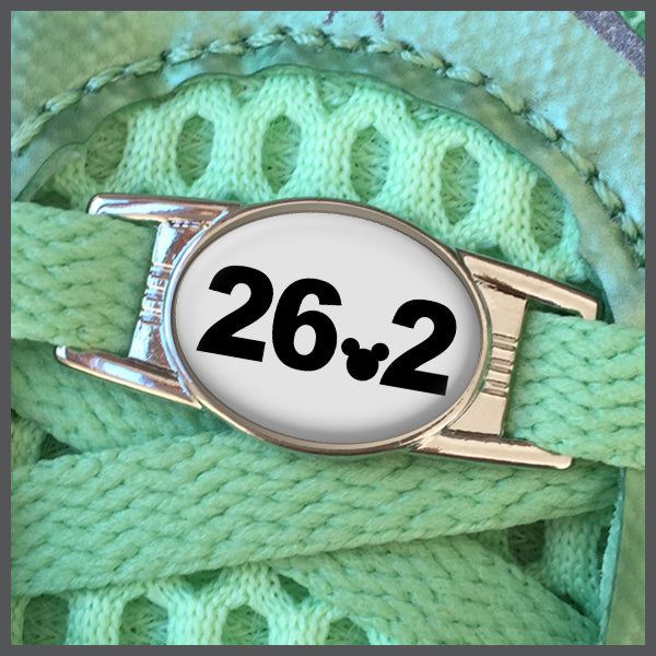 RunDisney Race Distance 26.2 with Mouse Head Decimal Shoe Charm or Zipper Pull