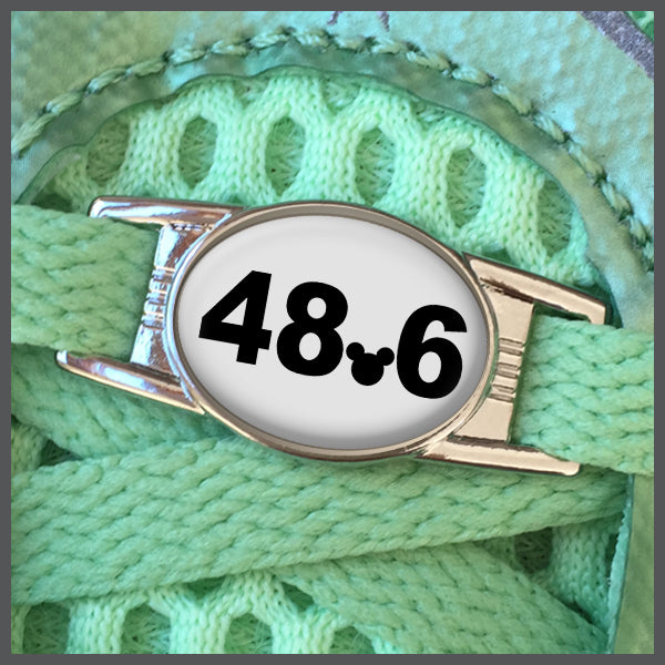 RunDisney Race Distance 48.6 with Mouse Head Decimal Shoe Charm or Zipper Pull