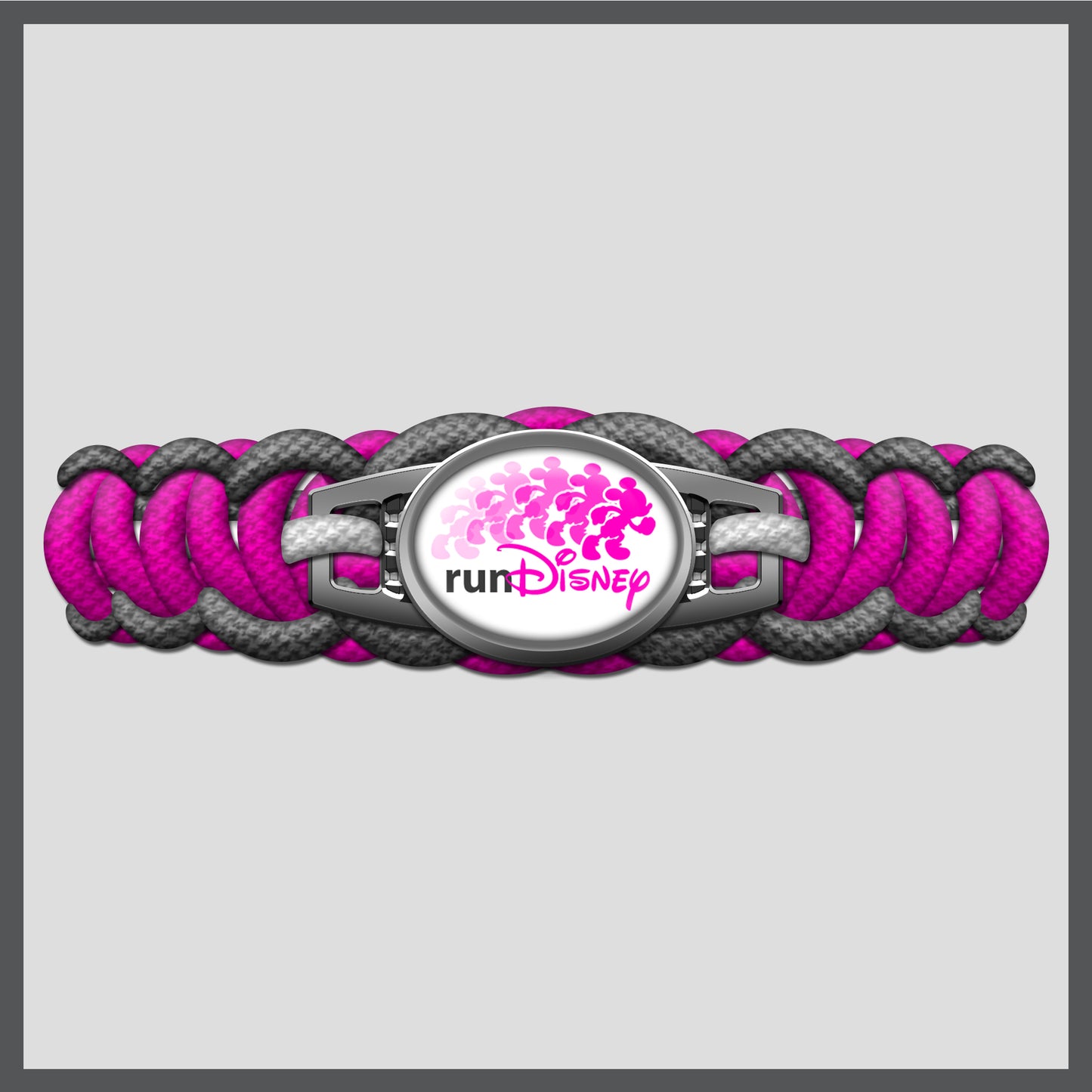 RunDisney Running Mouse Design Pink on White Background Paracord Bracelet