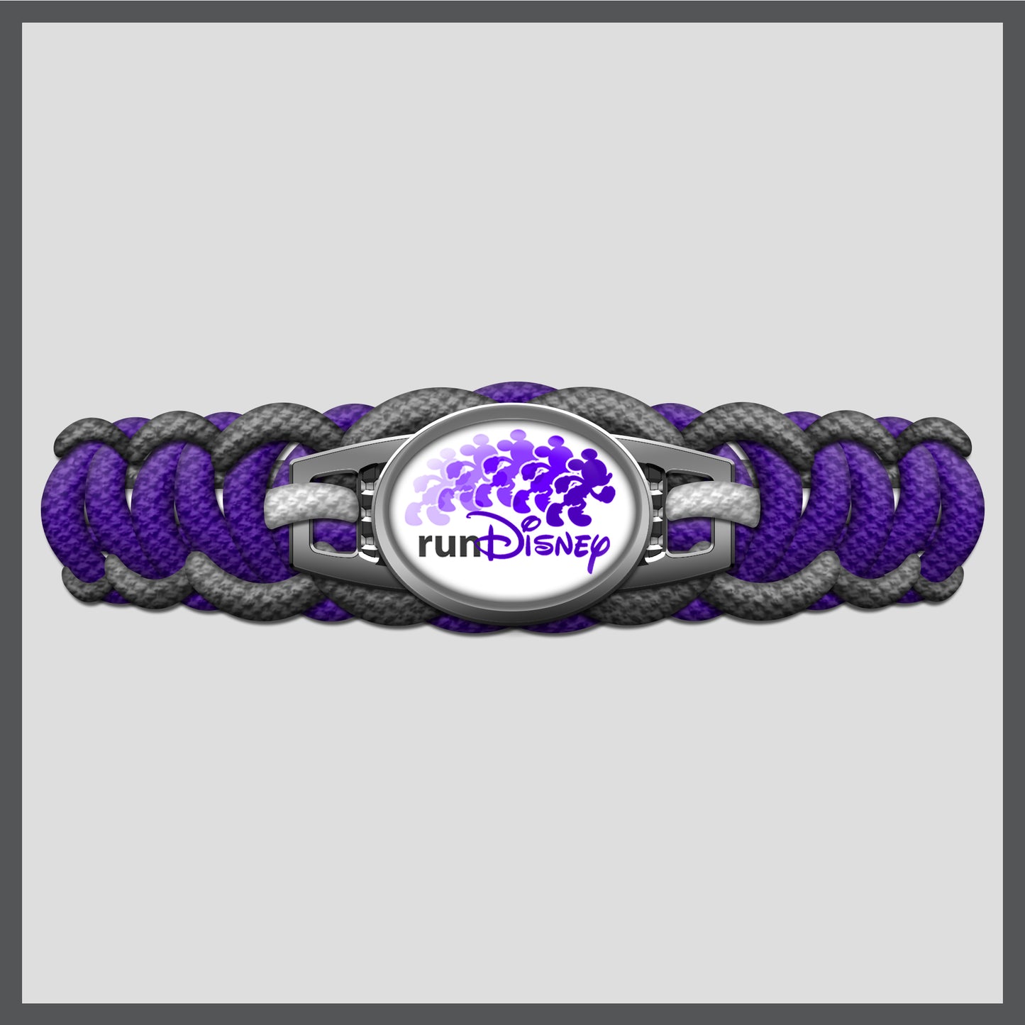 RunDisney Running Mouse Design Purple on White Background Paracord Bracelet