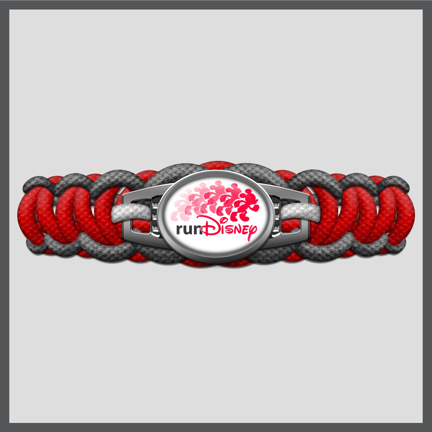 RunDisney Running Mouse Design Red on White Background Paracord Bracelet