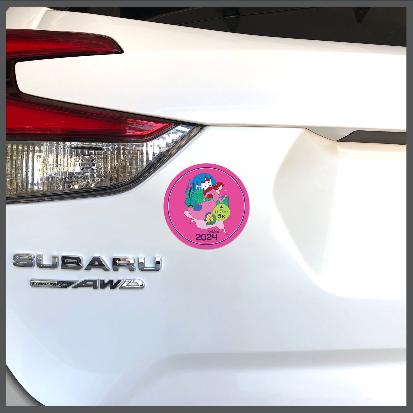 RunDisney Princess Half Marathon Weekend 2024 5K 3.1 Miles 4″ Circle Decal or Car Magnet
