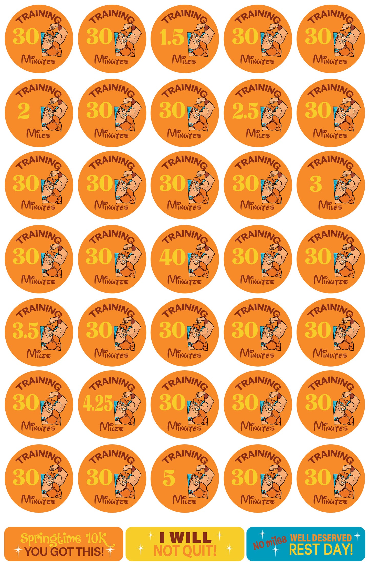 RunDisney Springtime Surprise Weekend 10K 18-Week Galloway Training Plan Stickers THEMED 2025