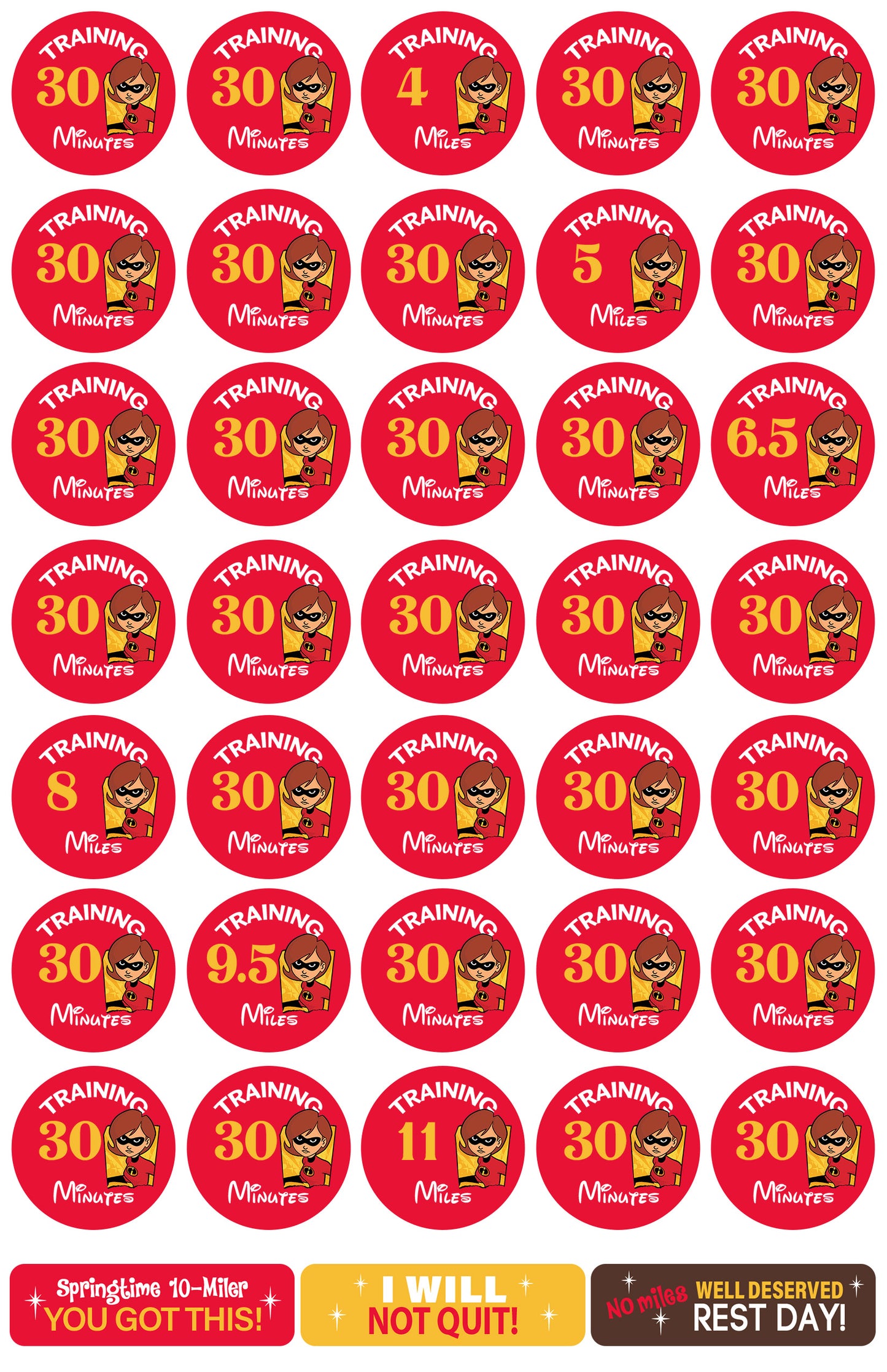 RunDisney Springtime Surprise Weekend 10-Miler 13-Week Galloway Training Plan Stickers THEMED 2025