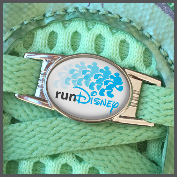 RunDisney Running Mouse Design Blue on White Background Shoe Charm or Zipper Pull