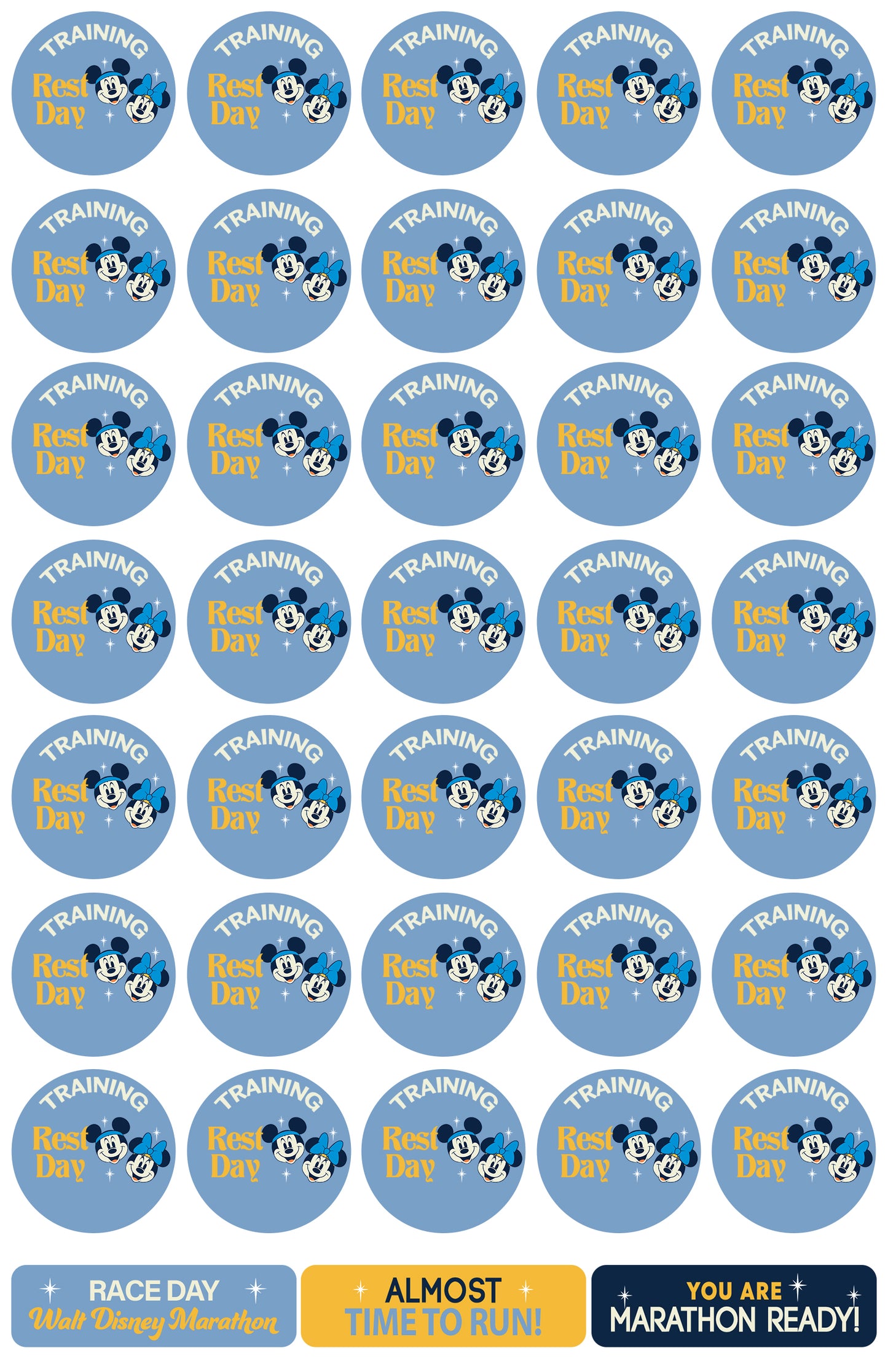 RunDisney Marathon Weekend Marathon 26.2 Miles 29-Week Galloway Training Plan Stickers THEMED 2027