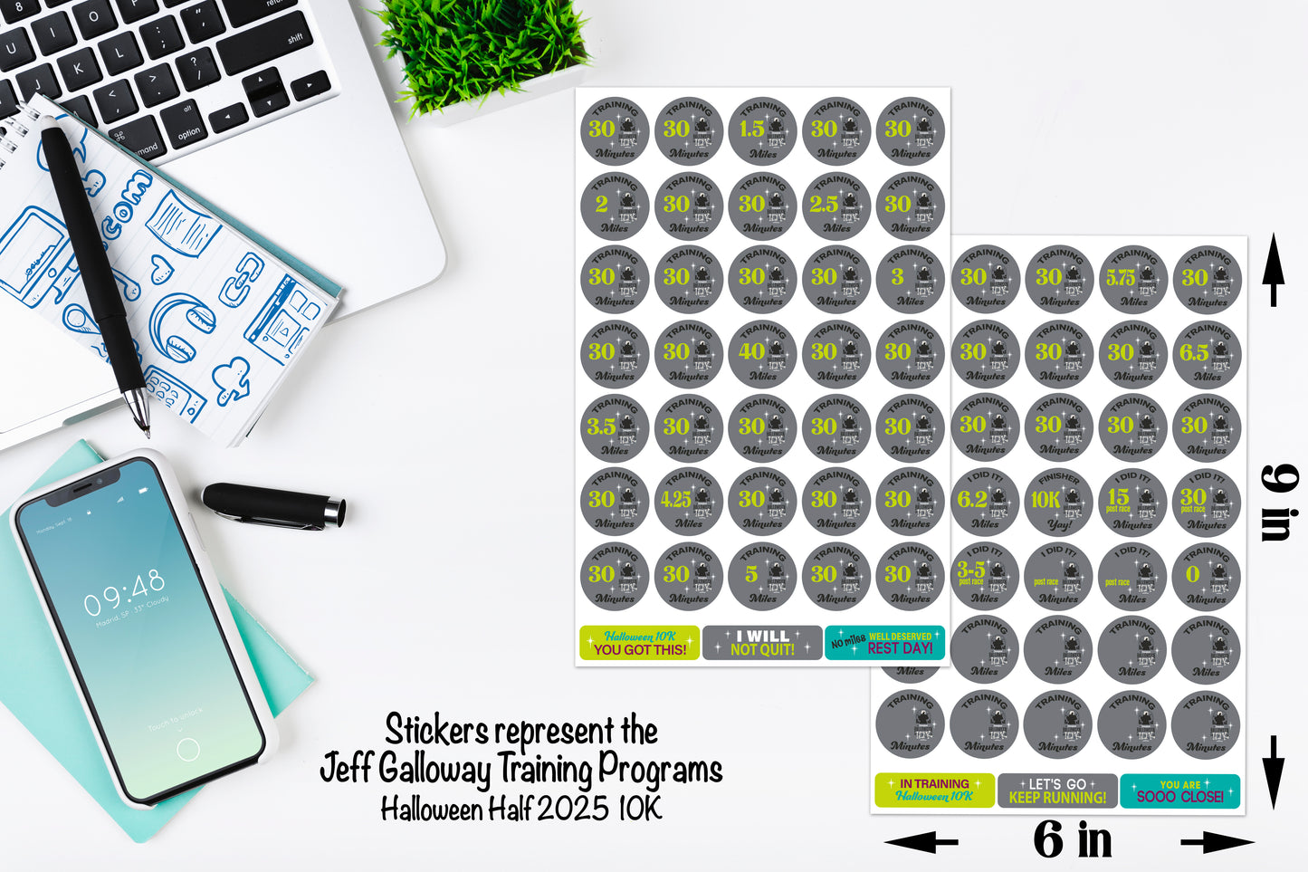Disneyland Halloween Half Marathon Weekend 2025 10K 18-Week Galloway Training Plan Stickers THEMED