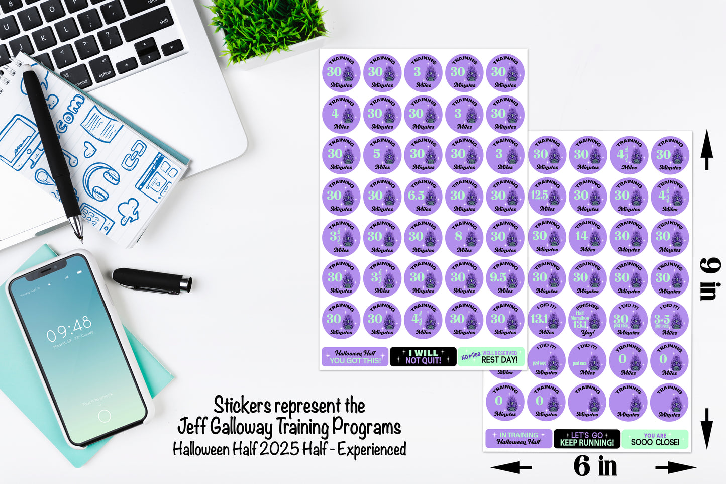 Disneyland Halloween Half Marathon Weekend 2025 Half Marathon 19-Week Galloway Training Plan Stickers THEMED