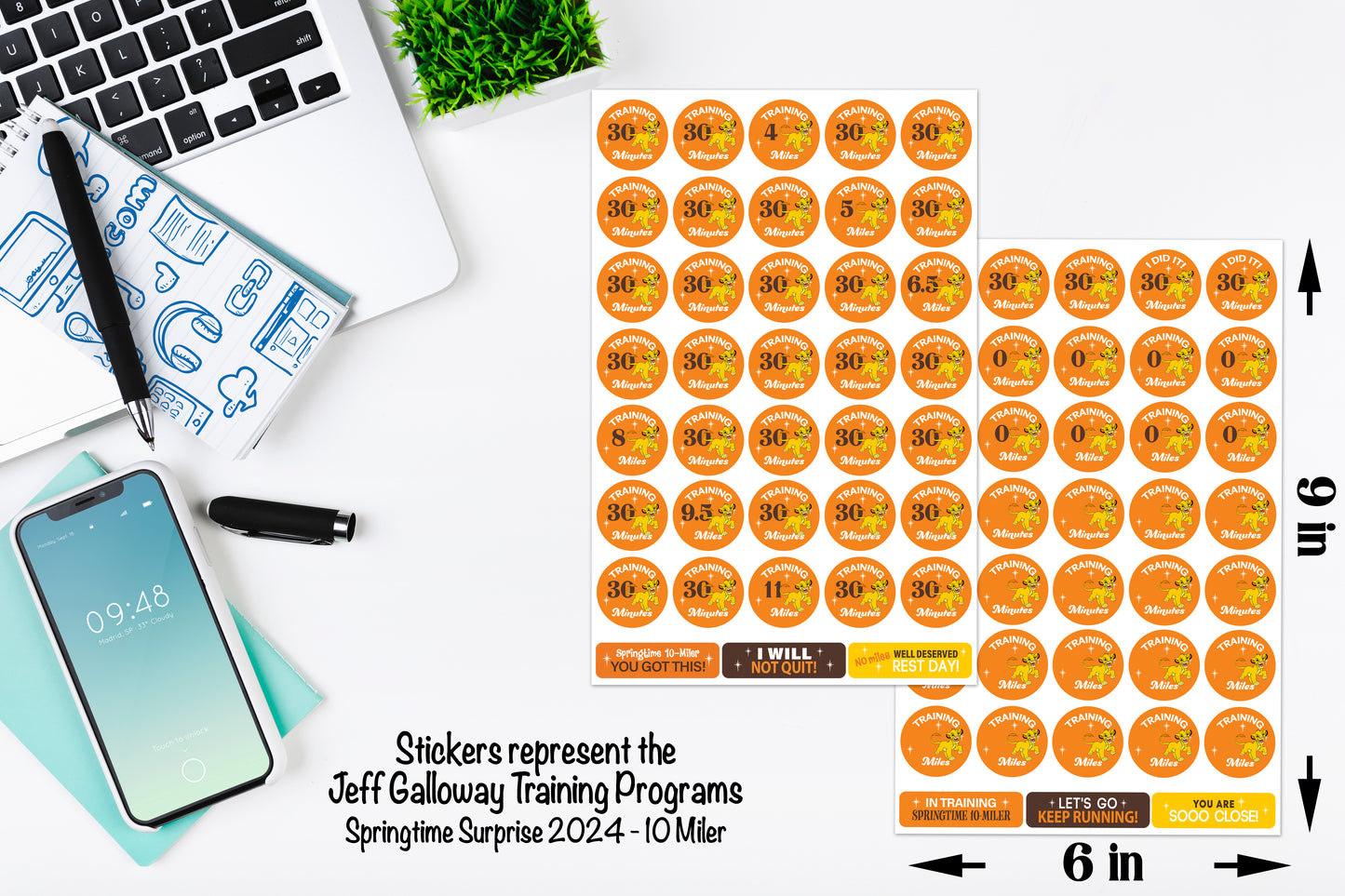 RunDisney Springtime Surprise Weekend 10-Miler 13-Week Galloway Training Plan Stickers THEMED 2024