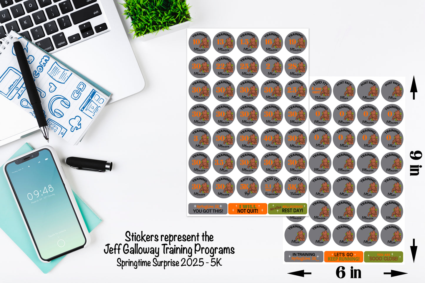 RunDisney Springtime Surprise Weekend 5K 13-Week Galloway Training Plan Stickers THEMED 2025