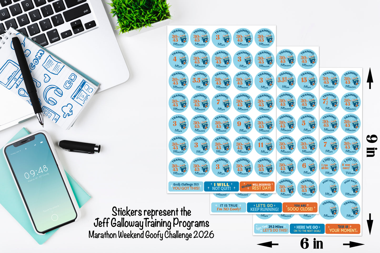 RunDisney Marathon Weekend Goofy Challenge 29-Week Galloway Training Plan Stickers THEMED 2026