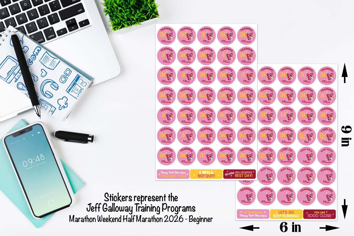 RunDisney Marathon Weekend Half Marathon 19-Week Galloway Training Plan Stickers THEMED 2026