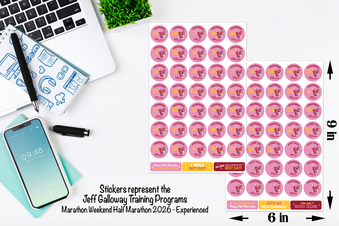 RunDisney Marathon Weekend Half Marathon 19-Week Galloway Training Plan Stickers THEMED 2026