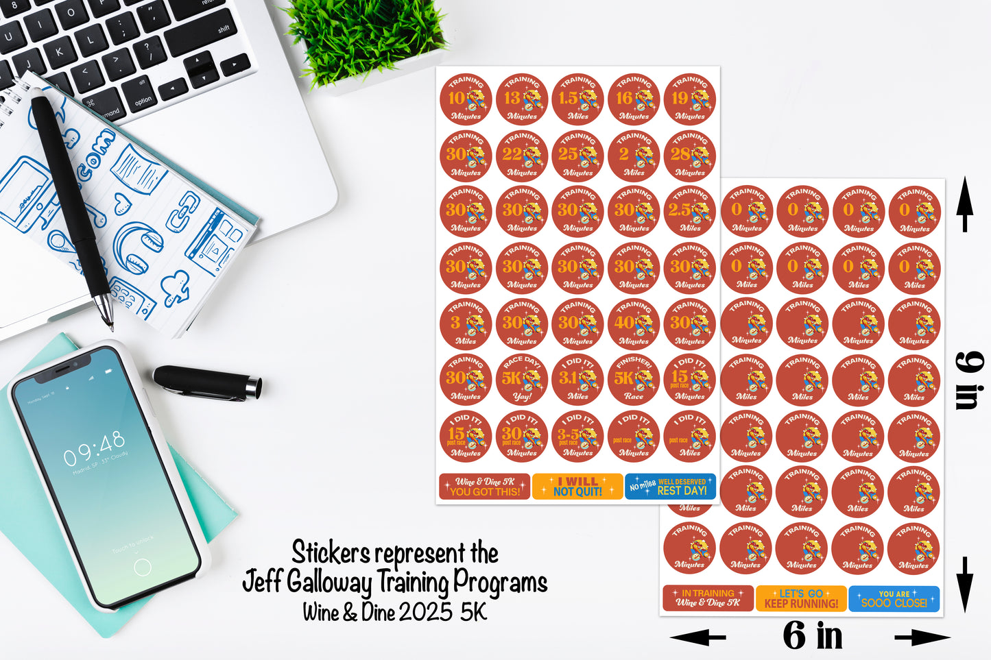 RunDisney Wine & Dine Weekend 2025 5K 13-Week Galloway Training Plan Stickers THEMED