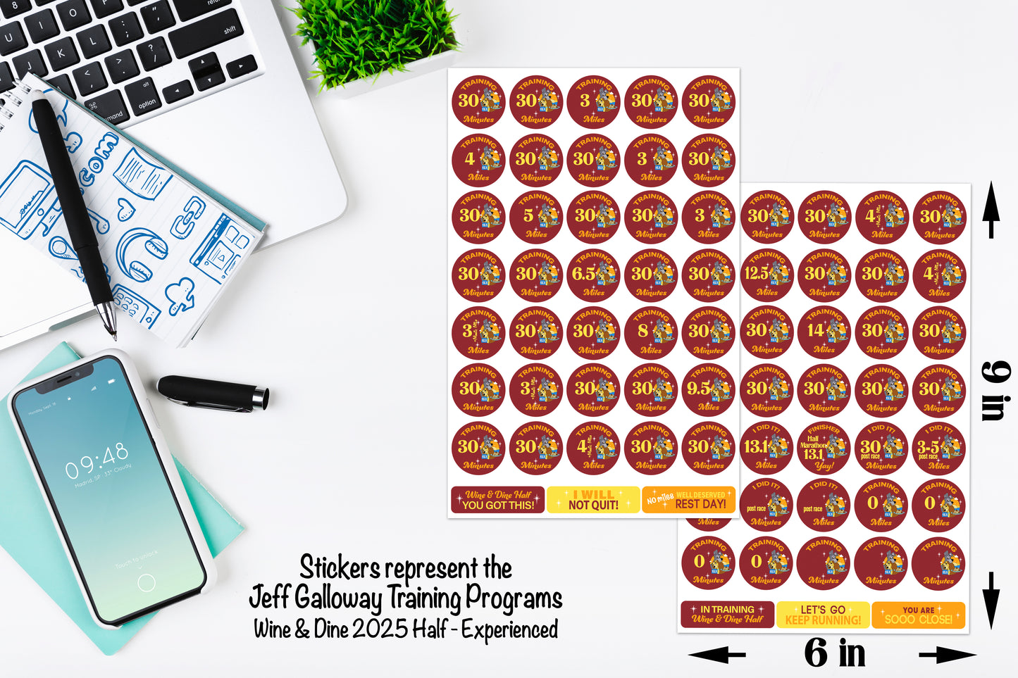 RunDisney Wine & Dine Weekend 2025 Half Marathon 19-Week Galloway Training Plan Stickers THEMED