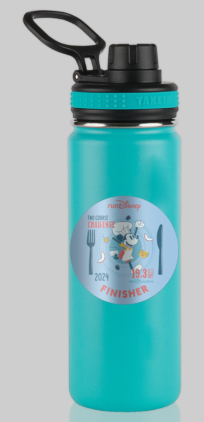 RunDisney Wine & Dine Weekend 2024 Two-Course Challenge 19.3 Miles FINISHER Water Bottle Mug Sticker