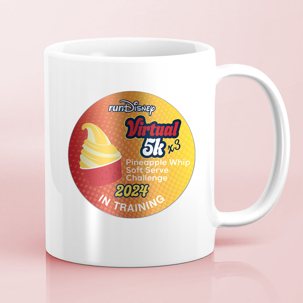 RunDisney Summer Virtual Series 2024 Pineapple Whip Soft Serve Challenge 5K x3 3.1 Miles IN TRAINING Water Bottle Mug Sticker