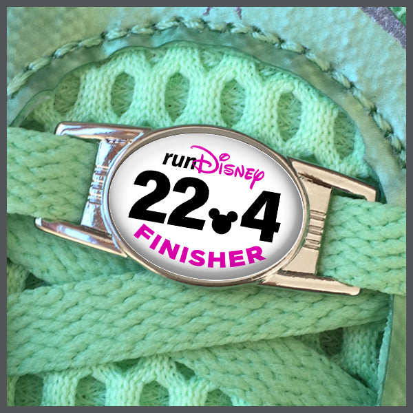 RunDisney Race Distance 22.4 with Mouse Head Decimal Finisher BLUE or PINK Shoe Charm or Zipper Pull