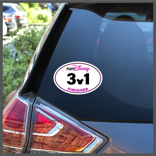 RunDisney Race Distance FINISHER with Mouse Head Decimal in PINK Decal or Car Magnet