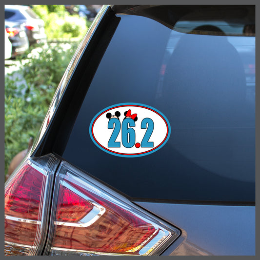 RunDisney Character Heads with Distance 26.2 Decal or Car Magnet