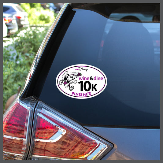 RunDisney Wine & Dine Weekend Mickey with Platter 10K 6.2 Miles FINISHER Decal or Car Magnet