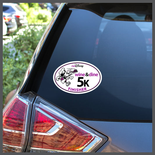 RunDisney Wine & Dine Weekend Mickey with Platter 5K 3.1 Miles FINISHER Decal or Car Magnet