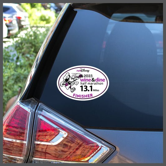 RunDisney Wine & Dine Weekend Mickey with Platter Half Marathon 13.1 Miles FINISHER Decal or Car Magnet with Custom Year Option
