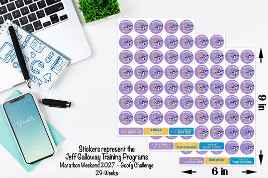 RunDisney Marathon Weekend Goofy Challenge 29-Week Galloway Training Plan Stickers THEMED 2027