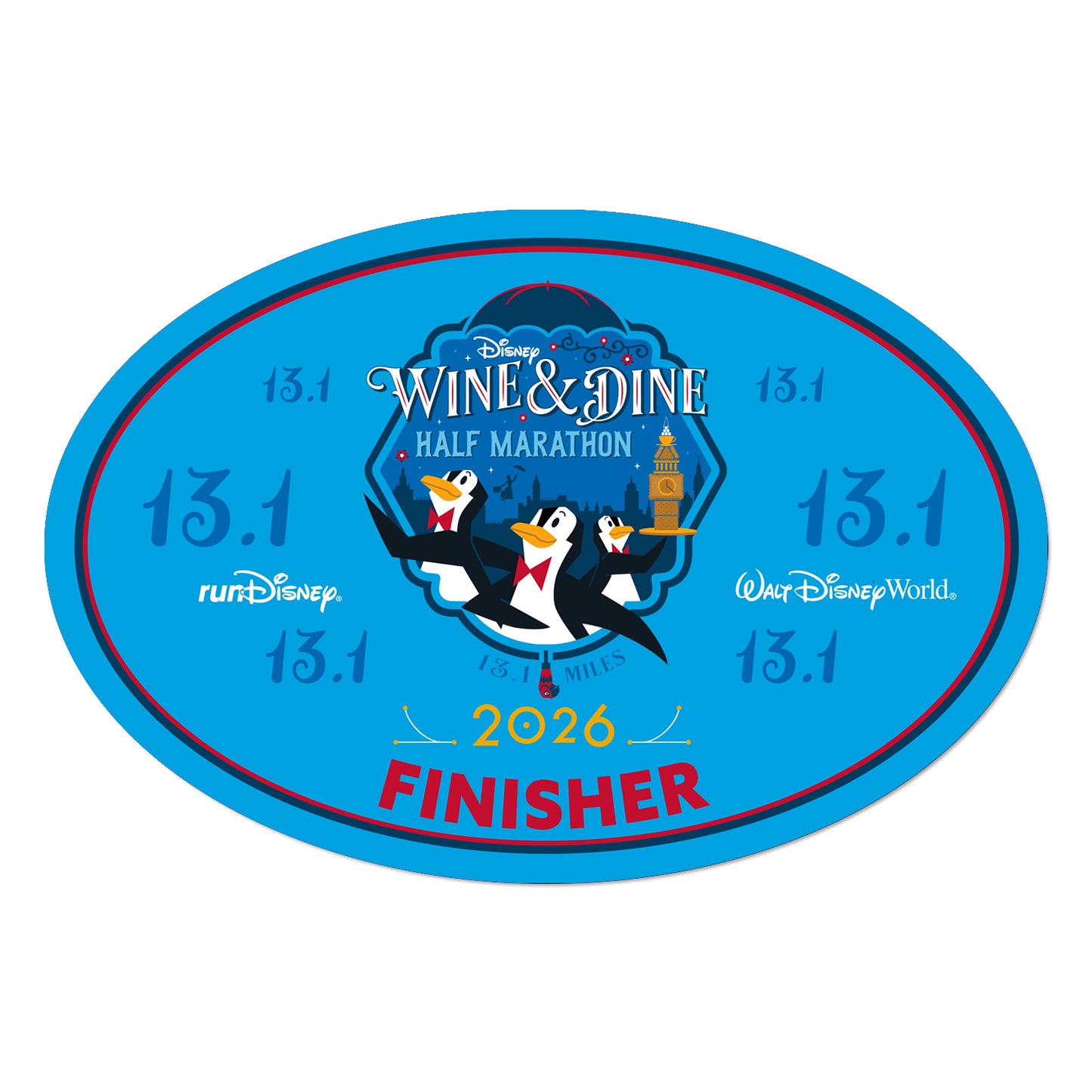RunDisney Wine & Dine Weekend 2026 Half Marathon 13.1 Miles NO WORDS or FINISHER Decal or Car Magnet