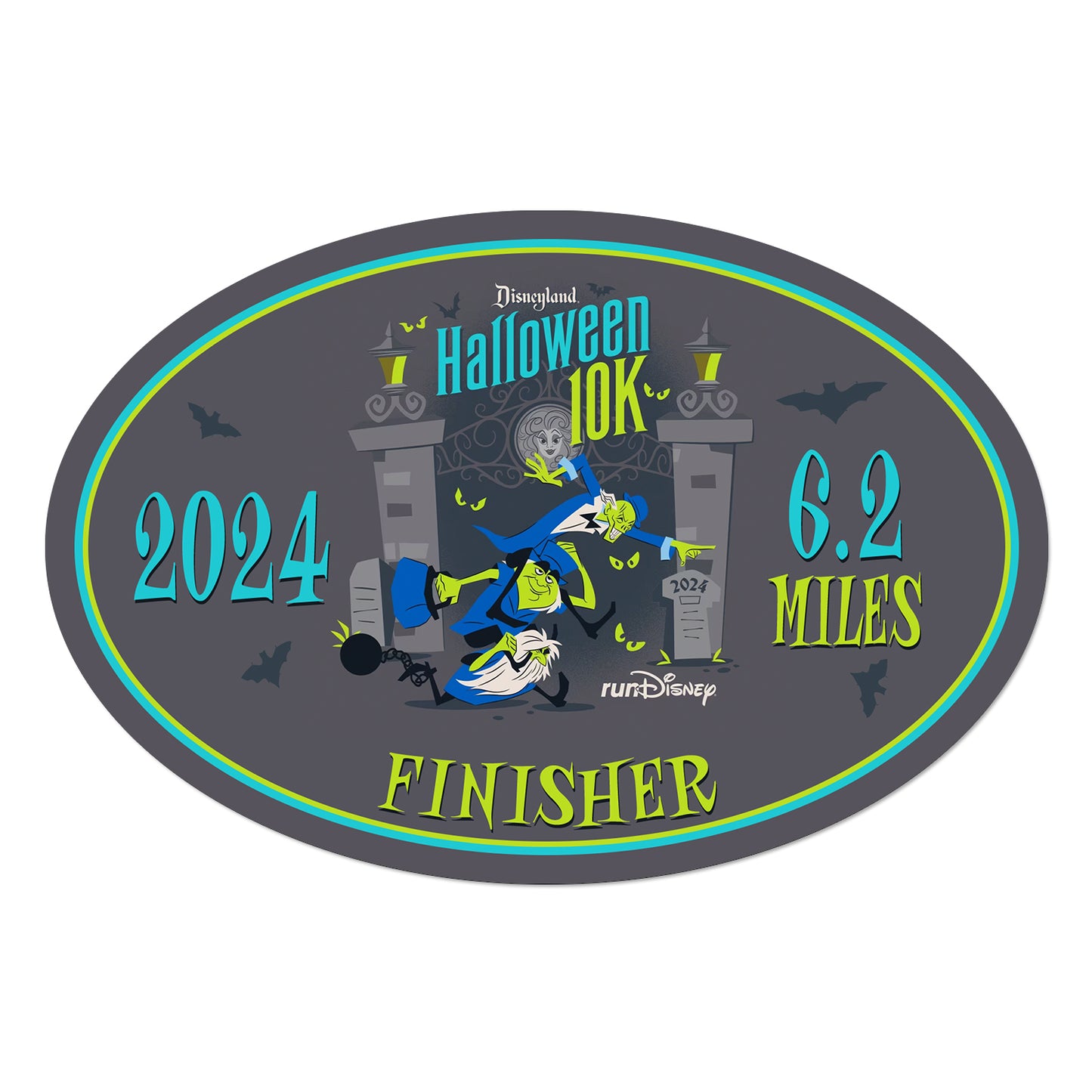 Disneyland Halloween Half Marathon Weekend 2024 10K 6.2 Miles FINISHER Decal or Car Magnet