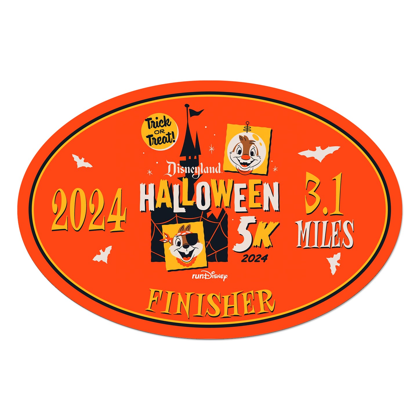 Disneyland Halloween Half Marathon Weekend 2024 5K 3.1 Miles FINISHER Decal or Car Magnet